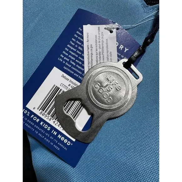 Life is Good Deluxe Blue Insulated Cooler Tote Bag + Can Opener NEW - Picture 2 of 4